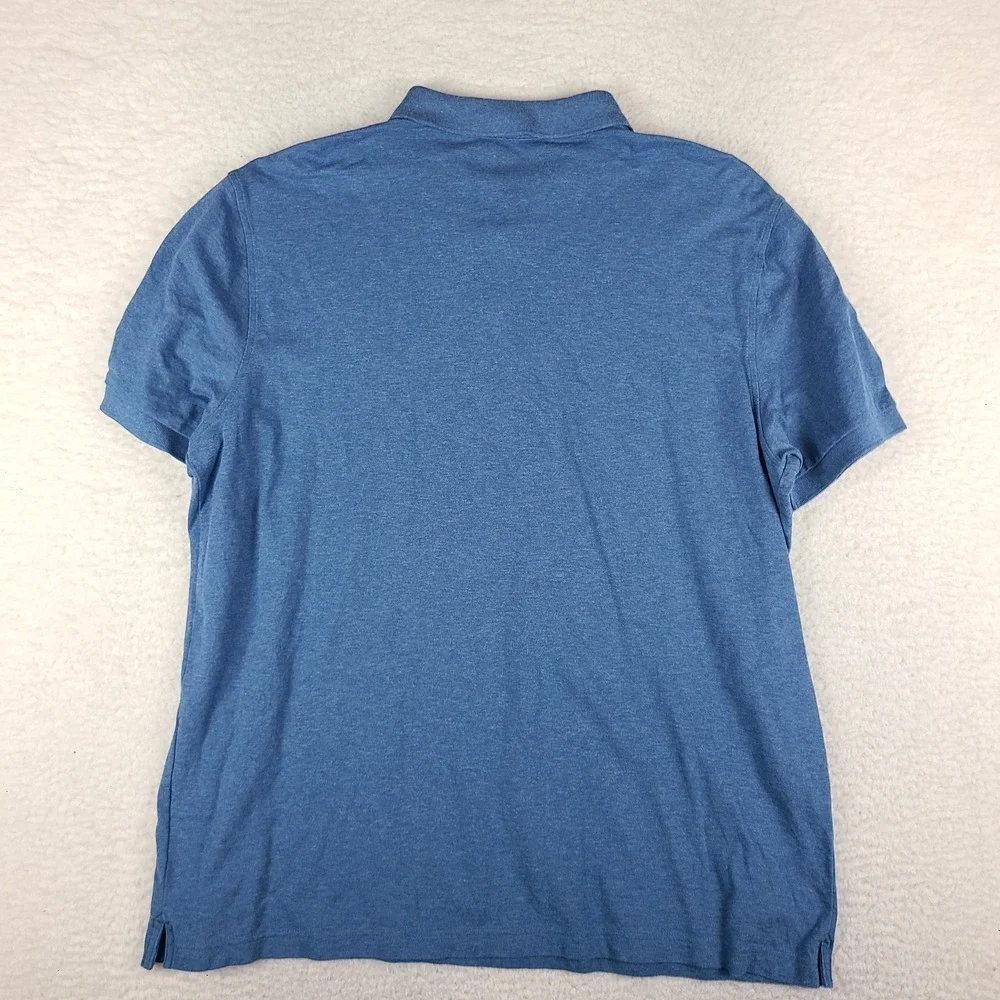 Charles Tyrwhitt Polo Shirt Mens XL Blue Solid Cotton Blend Short Sleeve